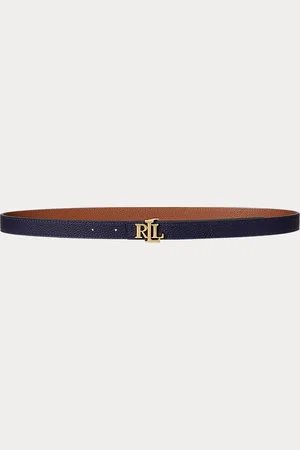 Ralph Lauren Logo Reversible Leather Skinny Belt