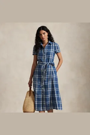 Ralph Lauren Belted Striped Linen Shirtdress