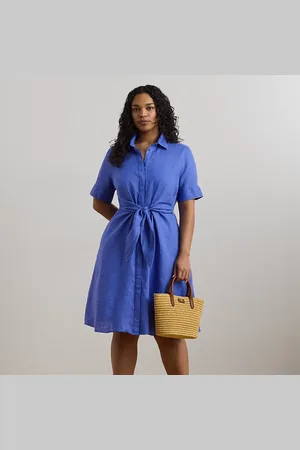 Ralph Lauren Curve - Tie-Front Linen Shirtdress