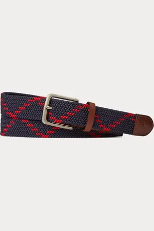 Ralph Lauren Leather-Trim Webbed Belt