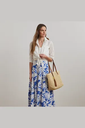 Ralph Lauren Palm-Frond-Print Voile Tiered Skirt
