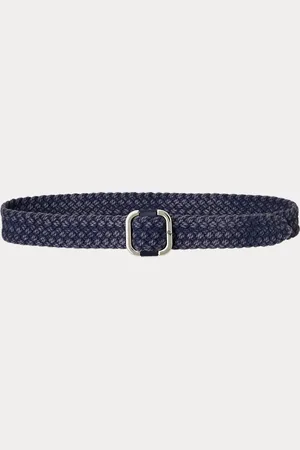 Ralph Lauren Slide-Buckle Woven Denim Belt