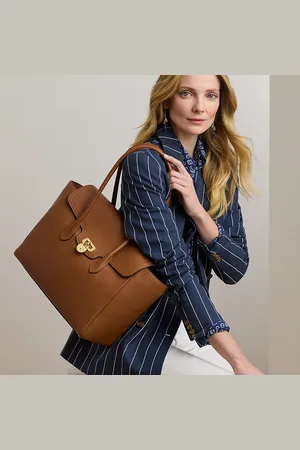 Ralph Lauren Pebbled Leather Large Tanner Satchel