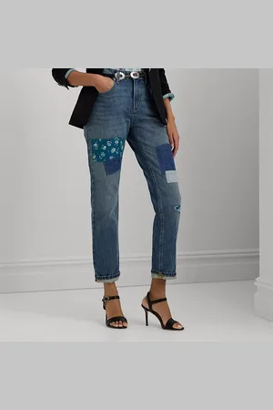 Ralph Lauren Patchwork Boyfriend Tapered Ankle Jean