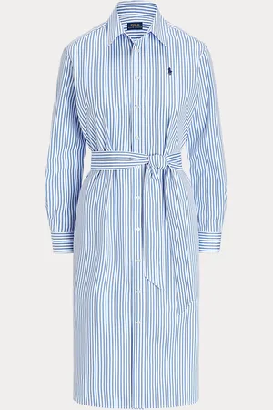 Ralph Lauren Belted Striped Cotton Shirtdress