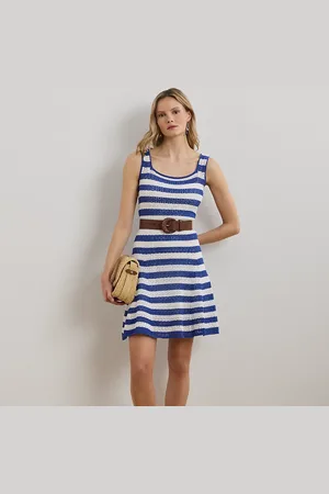 Ralph Lauren Striped Pointelle-Knit Jumper Dress