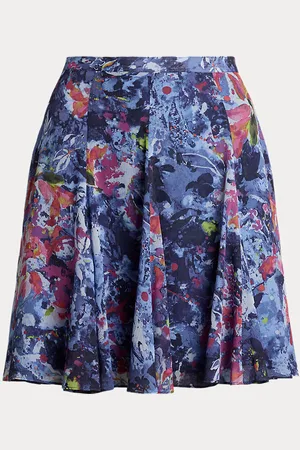 Ralph Lauren Print Crinkle Georgette Miniskirt
