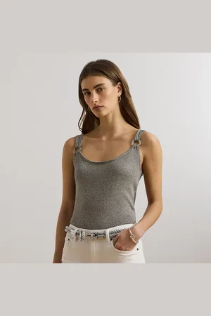 Ralph Lauren Ring-Trim Metallic Jumper Tank Top