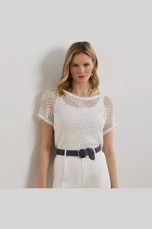 Ralph Lauren Geo-Motif Mesh Short-Sleeve Jumper