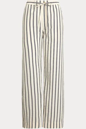 Ralph Lauren Striped Silk-Blend Wide-Leg Trouser