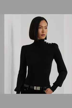 Ralph Lauren Button-Trim Mockneck Jumper