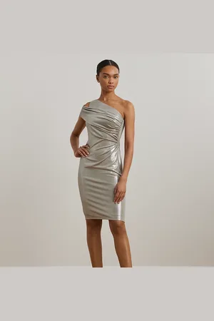 Ralph Lauren Metallic One-Shoulder Cocktail Dress
