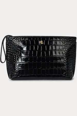 Ralph Lauren Crocodile-Embossed Leather Large Pouch