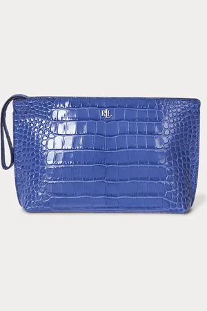 Ralph Lauren Crocodile-Embossed Leather Large Pouch