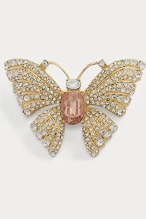 Ralph Lauren Pav?? Gold-Plated Stone Butterfly Pin