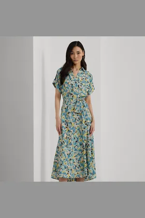 Ralph Lauren Floral Belted Crepe Dress