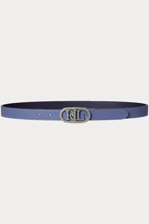 Ralph Lauren Oval-Logo Reversible Leather Skinny Belt