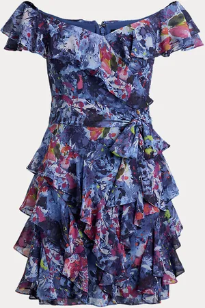 Ralph Lauren Print Off-the-Shoulder Cocktail Dress