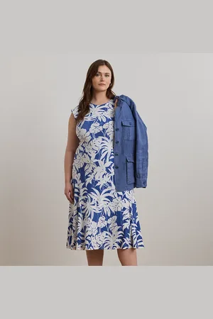Ralph Lauren Curve - Palm-Frond-Print Stretch Jersey Dress