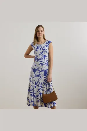 Ralph Lauren Palm-Frond-Print Stretch Jersey Dress