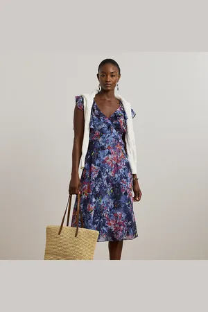 Ralph Lauren Print Ruffle-Trim Georgette Midi Dress
