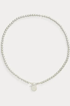 Ralph Lauren Sterling Beaded Padlock Necklace