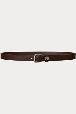 Ralph Lauren Logo-Keeper Leather Skinny Belt