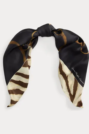 Ralph Lauren Belting-Print Silk Square Scarf