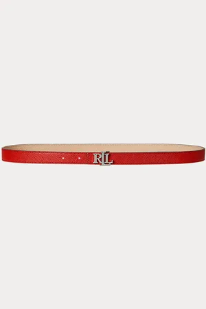 Ralph Lauren Logo Reversible Crosshatch Skinny Belt
