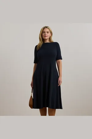 Ralph Lauren Curve - Rib-Knit Stretch Cotton Midi Dress