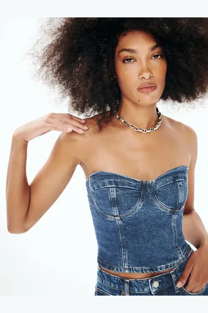 Reformation Andi Denim Bustier Top