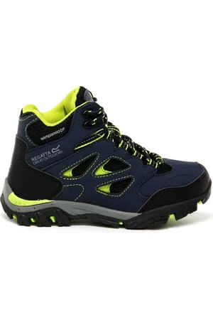 Regatta Kids Breathable Holcombe Waterproof Mid Walking Boots Navy Lime Punch, Size: UK Infant 11