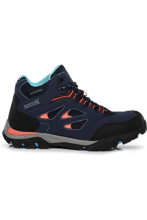 Regatta Kids Breathable Holcombe Waterproof Mid Walking Boots Navy Fiery Coral, Size: UK Infant 11