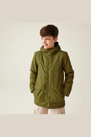 Regatta Kids Green and Black Farbank Waterproof Jacket, Size: 5-6 Years