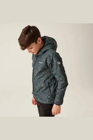 Regatta Kids Waterproof Volcanics VIII Reflective Jacket Seal Terrain Print, Size: 7-8 Years