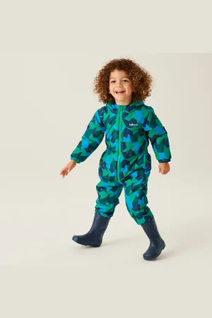 Regatta Kids Water Repellent Penrose Puddle Suit Hydro Geo Camo, Size: 9-12 Months