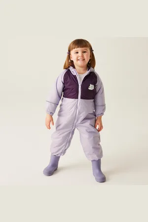 Regatta Kids Water-repellent Mudplay III Waterproof Puddle Suit Shyla The Leopard Lilac Frost, Size: 6-12 Months