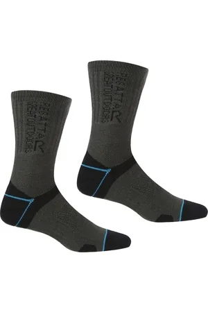 Regatta Womens 2 Pack Blister Protection II Sock Ash Niagra Blue, Size: UK 3-5