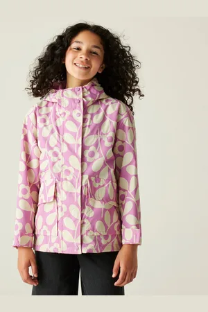 Regatta Girls Orla Kiely Swing Waterproof Jacket Jasmine Flower Lilac, Size: 5-6 Years