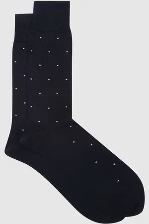 Reiss Spot Mario Socks - Blue Cotton Polka Dot, Size: S