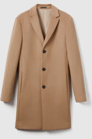 Reiss Wool Blend Single Breasted Epsom Overcoat, M