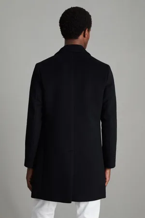 Reiss Wool Blend Single Breasted Epsom Overcoat, L