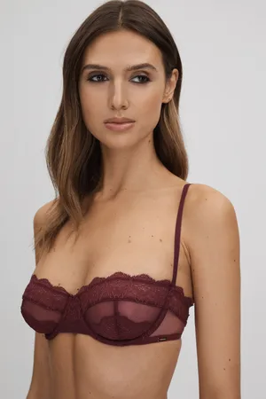 Buy Latte Nude Recycled Lace Full Cup Bra 32B, Bras