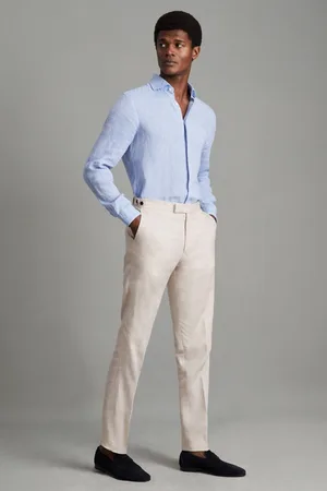 Reiss Slim Fit Linen Trousers, 28