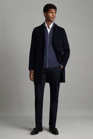 Reiss Wool Blend Single Breasted Epsom Overcoat, M