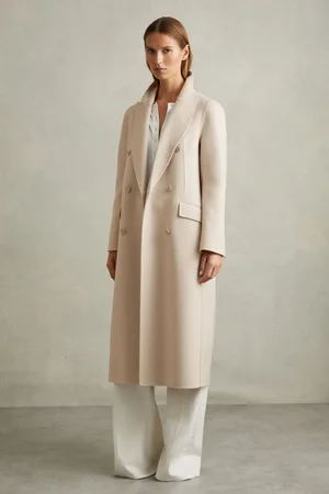 Reiss Maeve Neutral Petite Wool-blend Double-breasted Blindseam Coat, 6