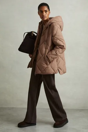 Reiss Thea Mink Neutral Quilted Puffer Coat, L