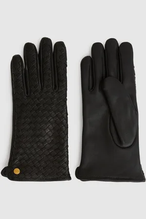 Reiss Giana Gloves Leather Woven, Size: M & L