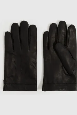 Reiss Monty Wool and Cashmere Lined Gloves Leather Knitted, , Size: M