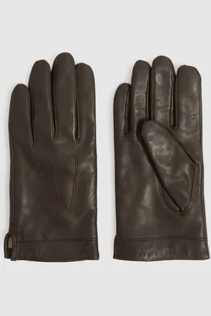 Reiss Monty Gloves Leather Plain, Size: S